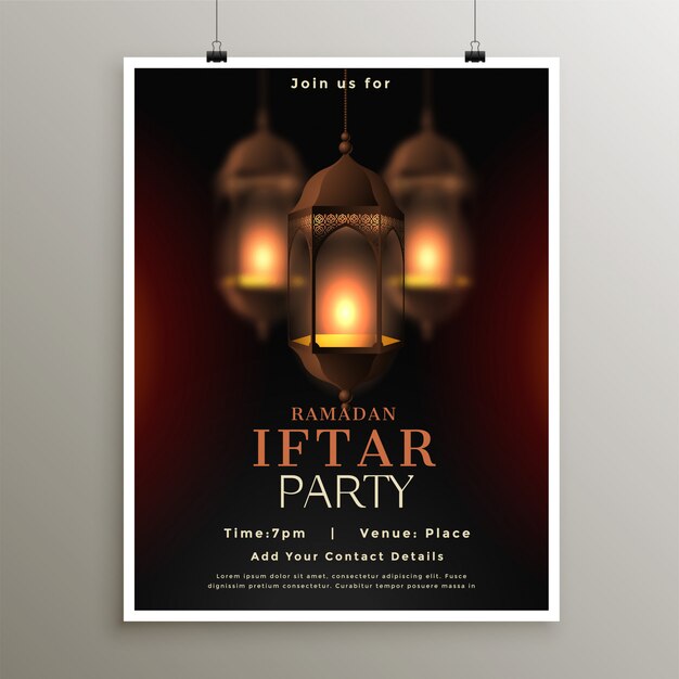 Ramadan kareem iftar party poster