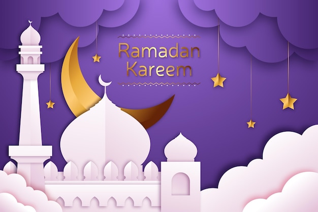 Illustrazione di ramadan kareem in stile carta