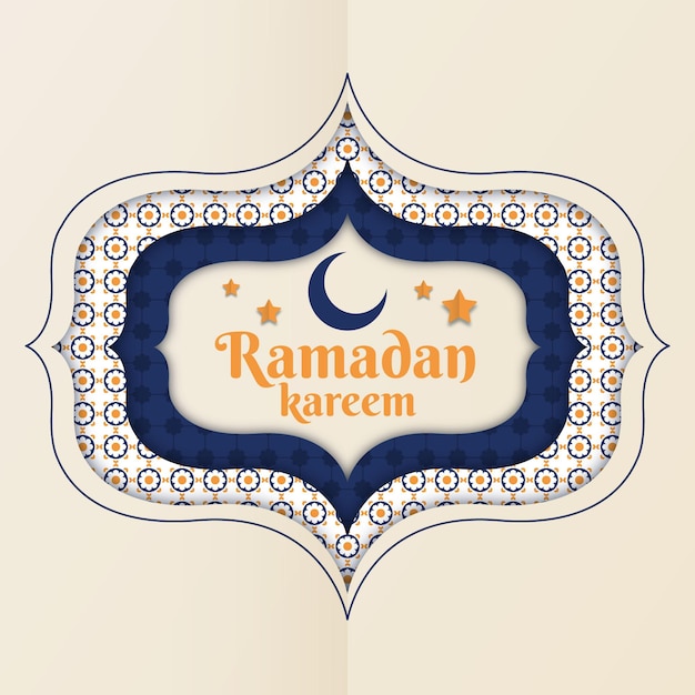 Vettore gratuito illustrazione di ramadan kareem in stile carta