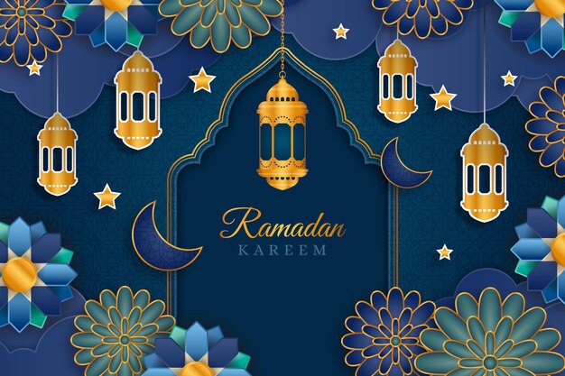 Ramadan kareem illustration in paper style