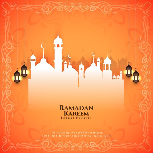 Ramadan Kareem islamic cultural celebration background design vector