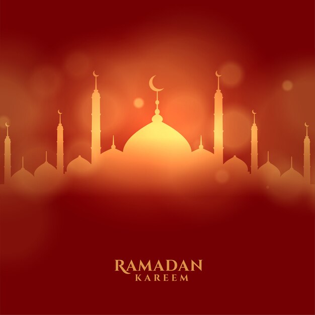 빛나는 모스크와 라마단 카림 이슬람 축제 카드