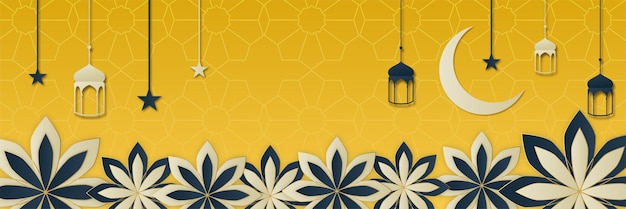 Ramadan kareem islamic horizontal banner background