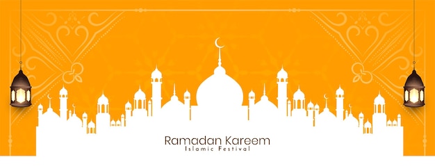 Ramadan kareem islamic traditional festival banner design vector