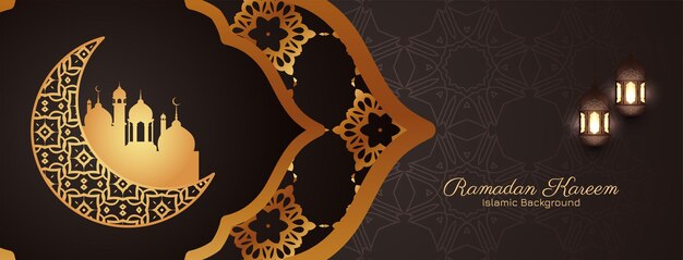ramadan kareem islamic traditional festival banner design vector