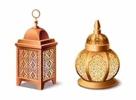 Free vector ramadan kareem lanterns set