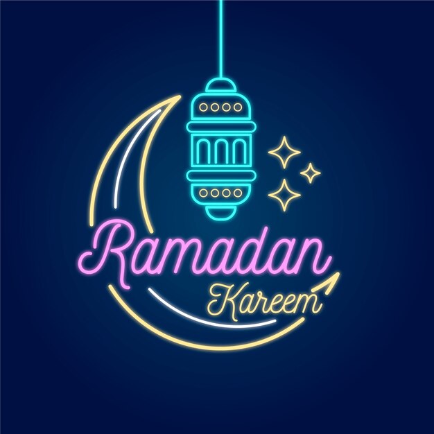 Ramadan kareem lettering neon sign collection