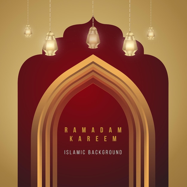 Ramadan Kareem Maroon Beige Background Islamic Social Media Banner