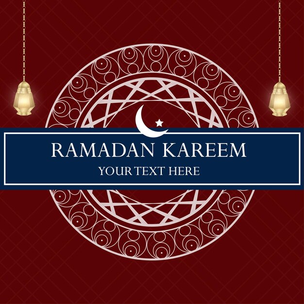 Рамадан Карим Бордовый Синий Фон Исламская Баннер Социальных Средств Бесплатные Векторные