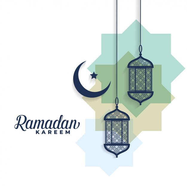 Ramadan kareem moon and arabic lamps background