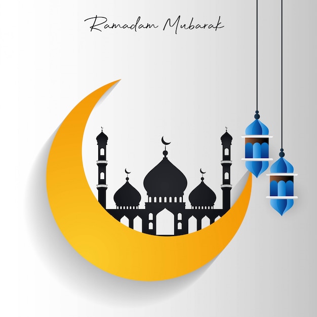 Moschea ramadan kareem a cresent moon