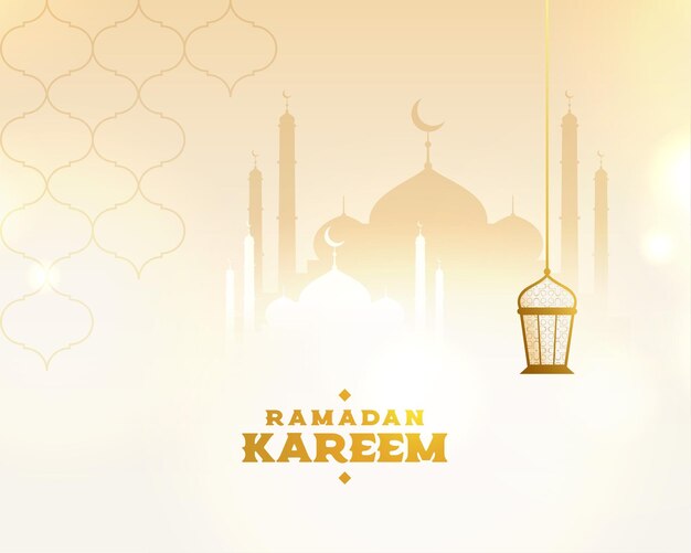 Ramadan kareem mosque and lamp greeting wishes background