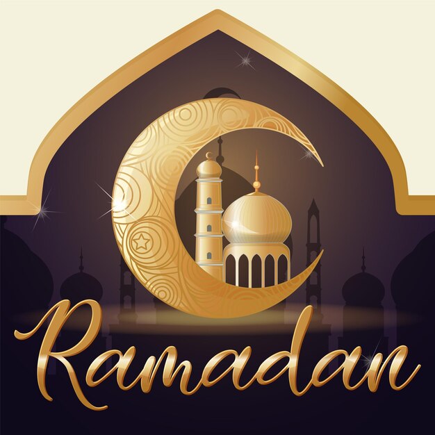 Free vector ramadan kareem poster with traditional islamic elements