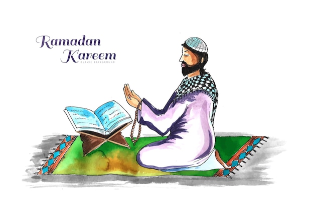 Vettore gratuito sfondo della cartolina d'auguri di ramadan kareem o ramazan mubarak