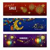 Vettore gratuito ramadan kareem realistic banners