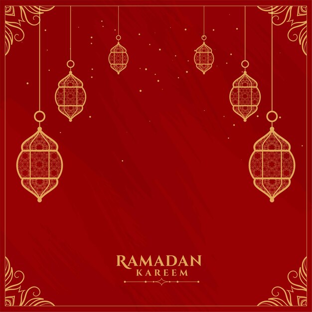 Ramadan kareem red decorative flat greeting card