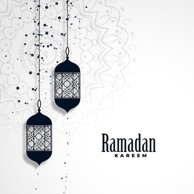 Ramadan kareem season background with hanging lamps