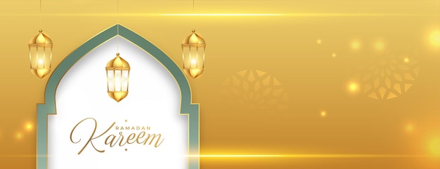 Ramadan kareem shiny golden banner design