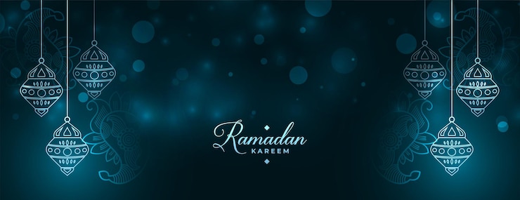 Free Vector ramadan kareem sparkling banner with lantern decoration