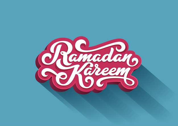 Free vector ramadan kareem text 3d  lettering greeting card design template.