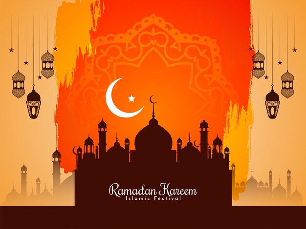 Ramadan Kareem traditional Islamic festival greeting background design vector