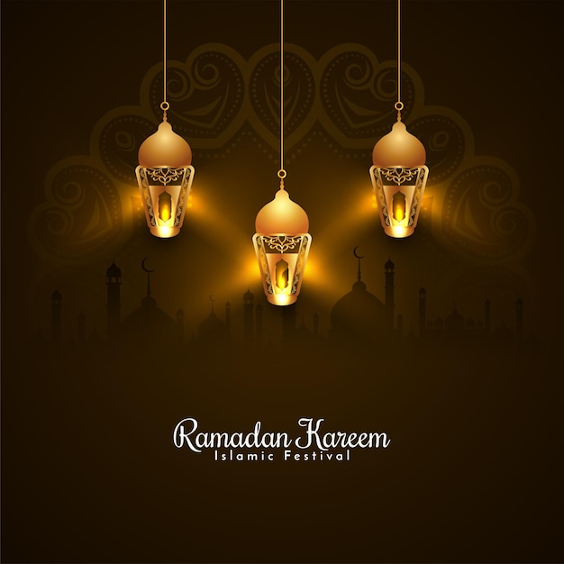 Ramadan Kareem traditional Islamic festival greeting background design vector