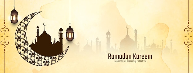 Рамадан карим традиционный исламский фестиваль религиозный фон вектор