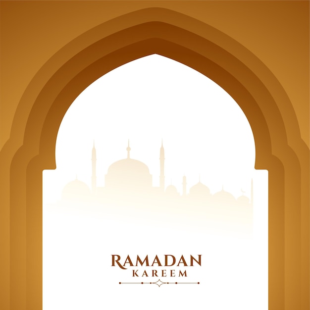 Free vector ramadan kareem wishes greeting with mosque door