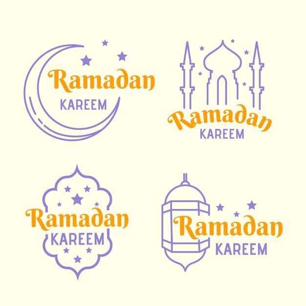 Vettore gratuito concetto di raccolta etichette ramadan