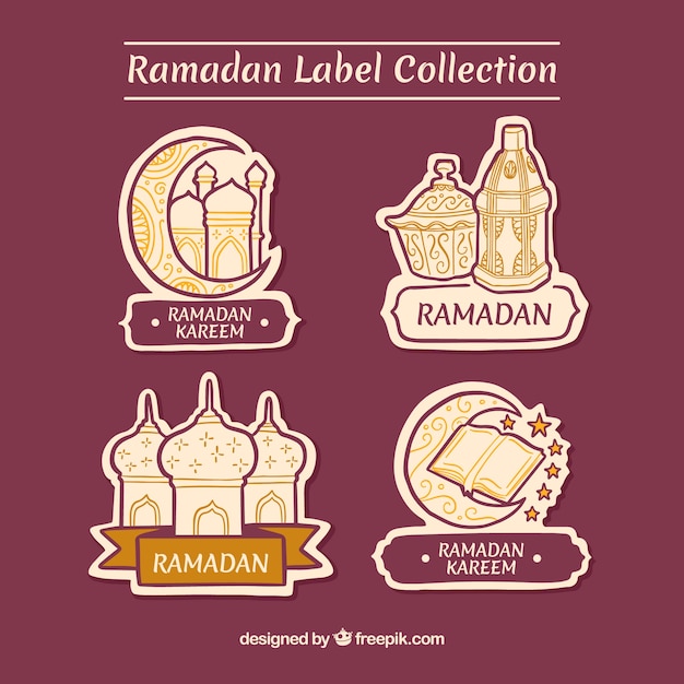 Бесплатное векторное изображение Коллекция ярлыков ramadan