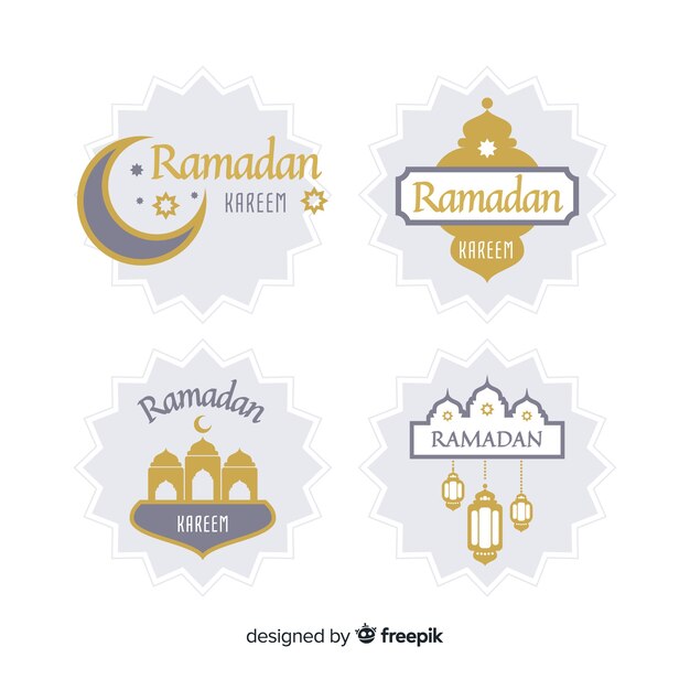 Free Vector ramadan  label collection