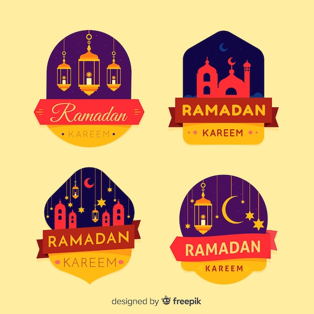 Free vector ramadan  label collection