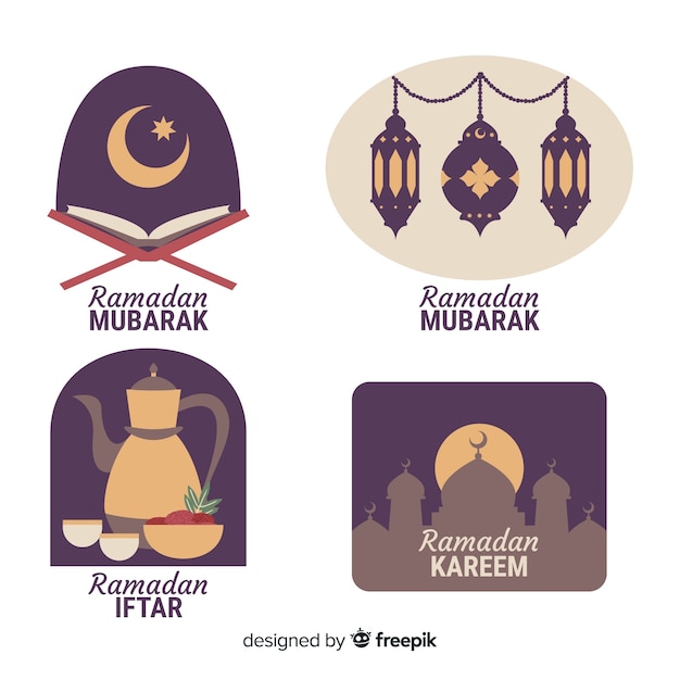 Free vector ramadan  label collection