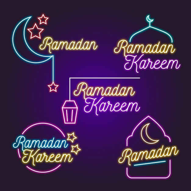 Ramadan lettering neon sign theme