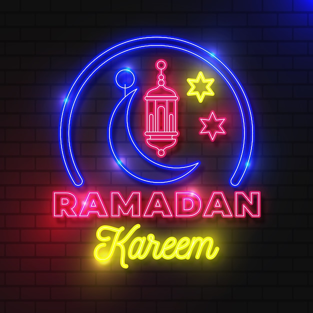 Ramadan lettering insegna al neon