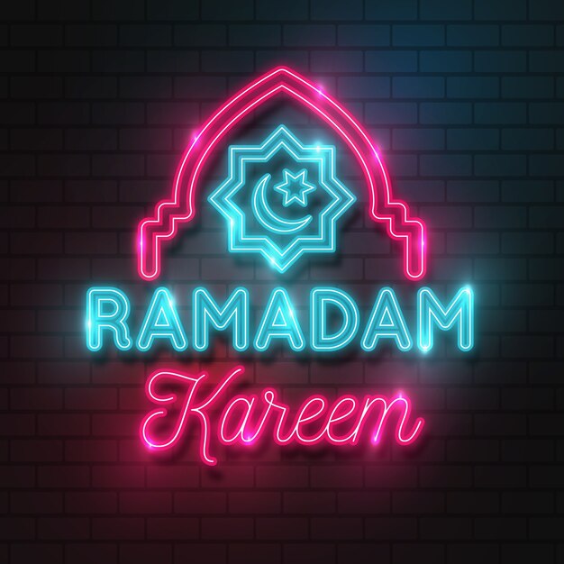 Ramadan lettering insegna al neon