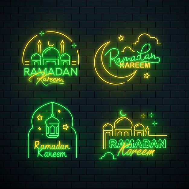 Ramadan lettering insegna al neon