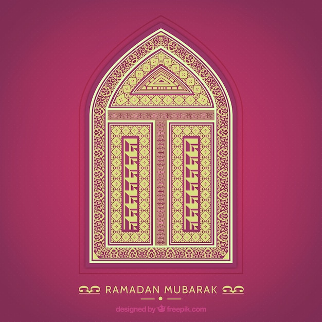 Free vector ramadan mubarak card with an ornamental window