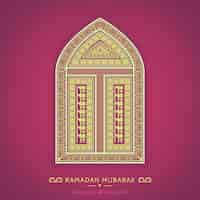 Free vector ramadan mubarak card with an ornamental window