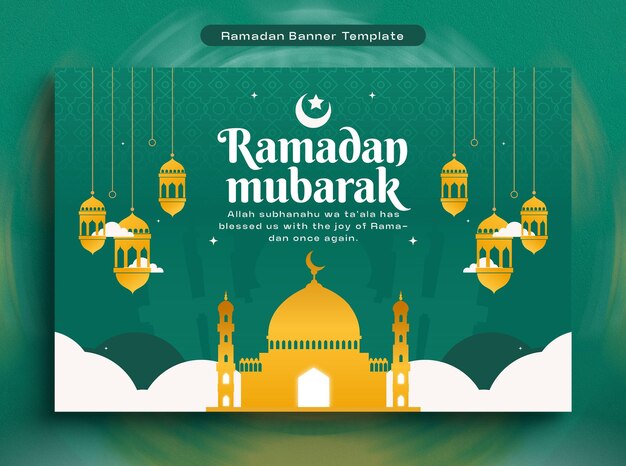 Ramadan Mubarak Decorative Social Media Banner Illustration Design Template