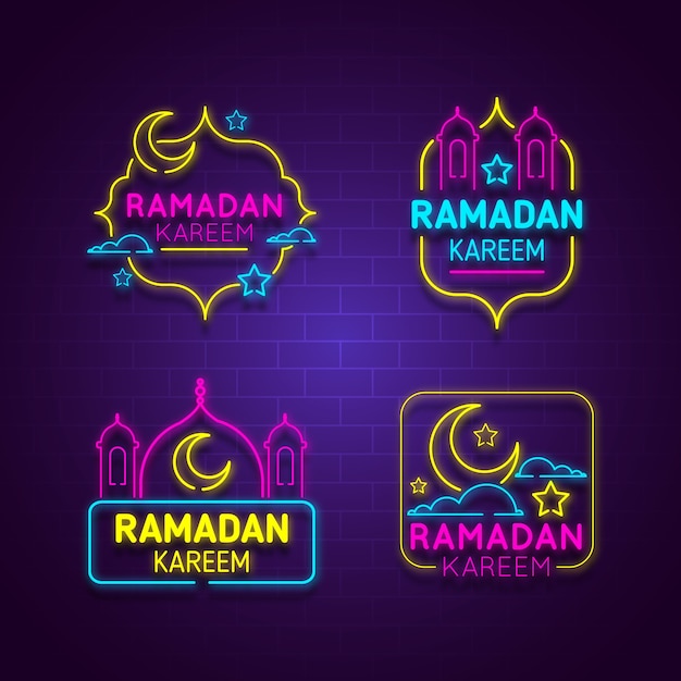 Collezione di insegne al neon di ramadan