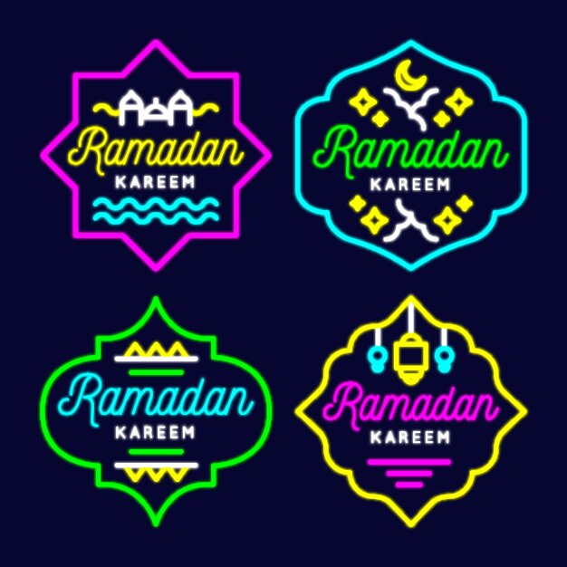 Ramadan neon sign pack