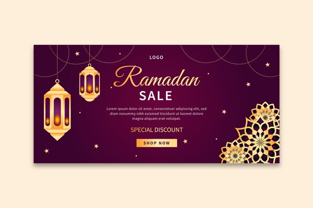 Ramadan sale horizontal banner template