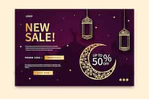 Free vector ramadan sale landing page template