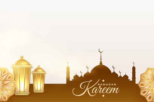 Ramadan seasonal banner with mosque and golden lantern