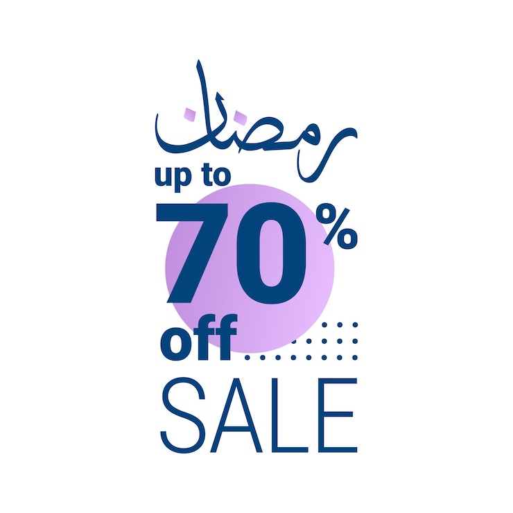 Free Vector ramadan super sale get up to 70 off on dotted background banner