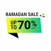 Vettore gratuito ramadan super sale ottieni fino al 70 di sconto sul banner di sfondo verde punteggiato