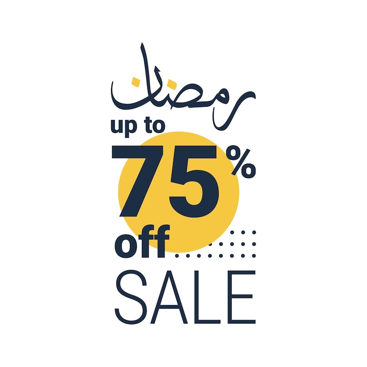 Free Vector ramadan super sale get up to 75 off on dotted background banner