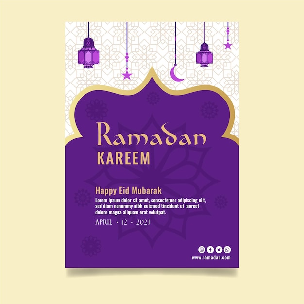 Ramadan vertical greeting card template