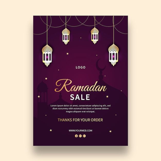 Vettore gratuito modello di biglietto di auguri verticale ramadan